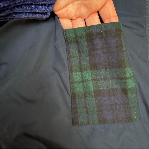 Pendleton Sherpa Fleece Zip Up Jacket Sz Large in Blue Green Faux Fur Plaid Trim - Picture 9 of 12